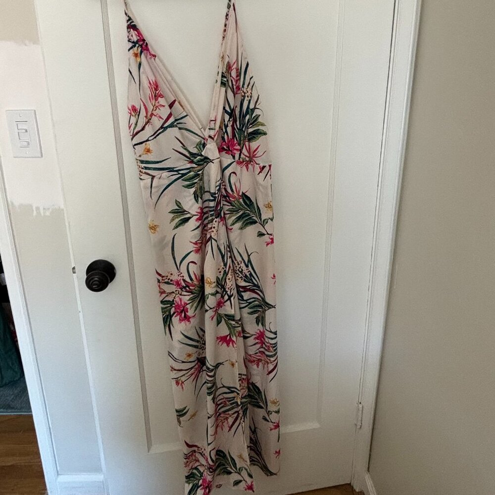 Maxi Dress with Slit Floral Women's M (Backless)